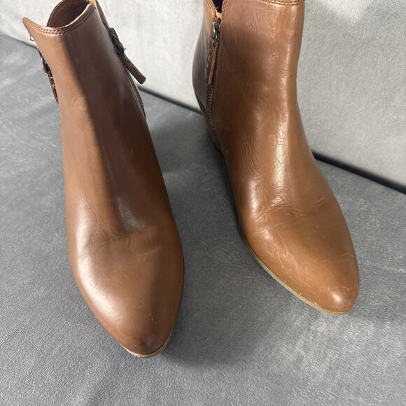 Frye Judith Double Zip Women's Wheat Brown‎ Leather Ankle Bootie 2.5 Heel 10M - Picture 2 of 16